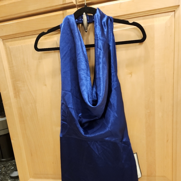 Aidan by Aidan Mattox Satin Cowl Neck Gown Women's 14 NWT Royal Sapphire - Picture 7 of 10